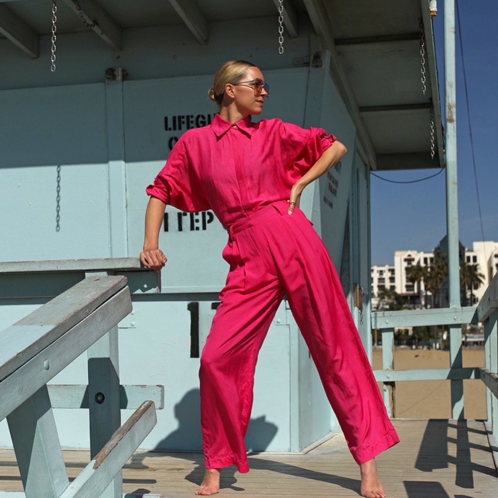 Pleated Hot Pink Trousers